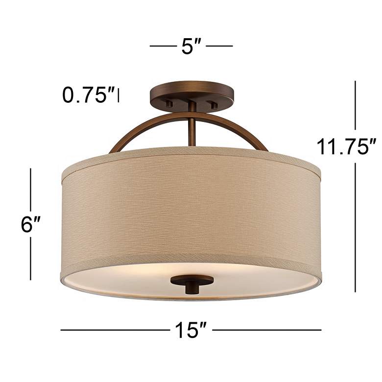 Image 7 Possini Euro Halsted 15 inch Wide Brushed Bronze Ceiling Light more views