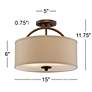 Possini Euro Halsted 15" Wide Brushed Bronze Ceiling Light