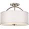 Possini Euro Halsted 15" Wide Brushed Nickel Linen Shade Ceiling Light