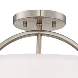 Image4 of Possini Euro Halsted 15" Wide Brushed Nickel Linen Shade Ceiling Light more views