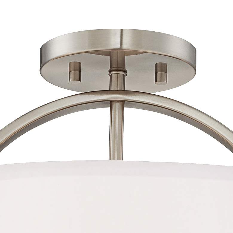 Image 4 Possini Euro Halsted 15" Wide Brushed Nickel Linen Shade Ceiling Light more views