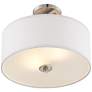 Possini Euro Halsted 15" Wide Brushed Nickel Linen Shade Ceiling Light
