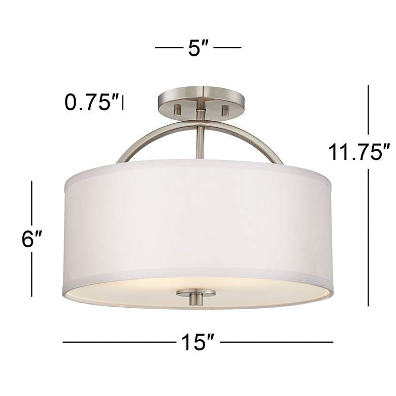 Image 6 Possini Euro Halsted 15" Wide Brushed Nickel Linen Shade Ceiling Light more views