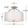 Possini Euro Halsted 15" Wide Brushed Nickel Linen Shade Ceiling Light