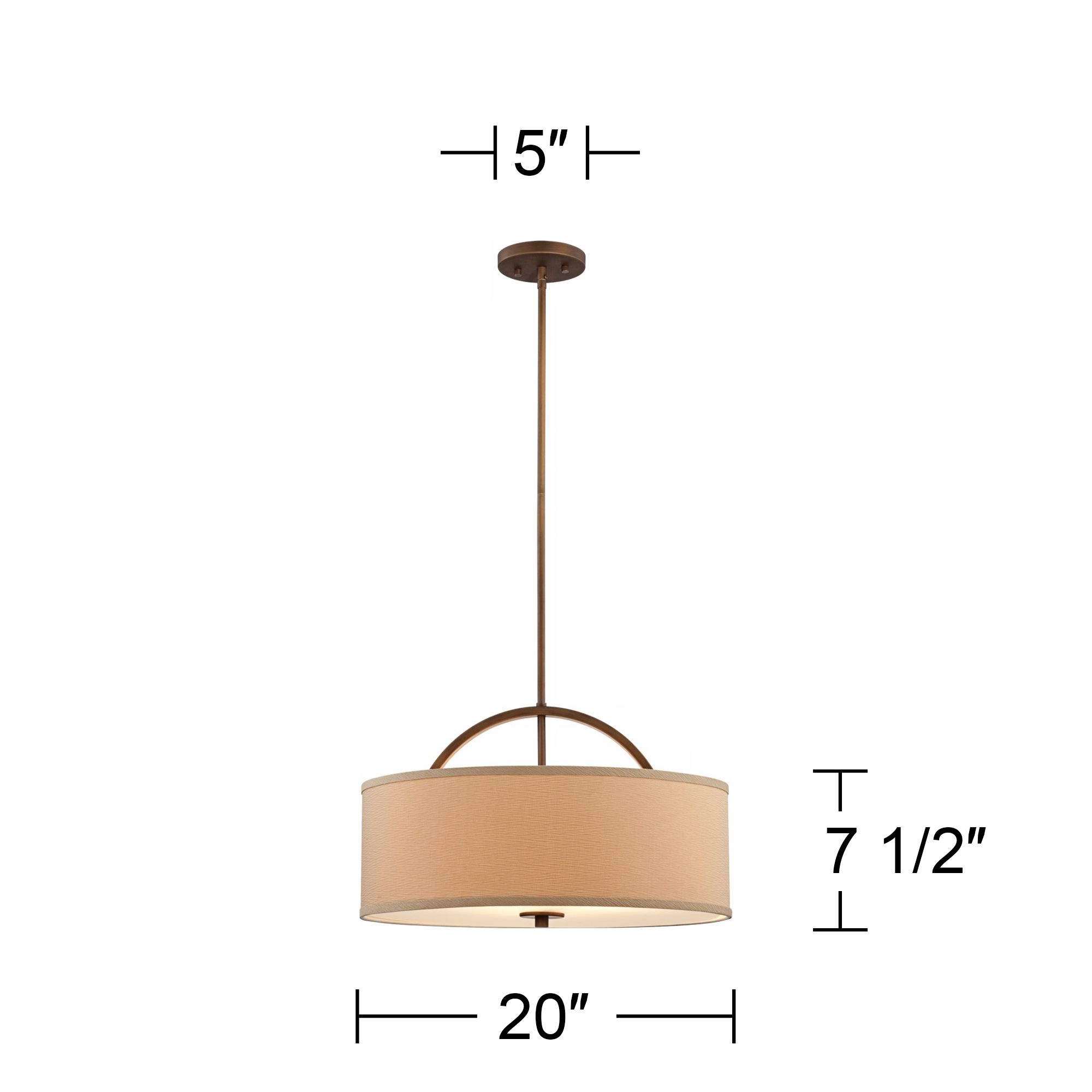 Possini Euro Halsted 20" Linen and Brushed Bronze Pendant Light in scene