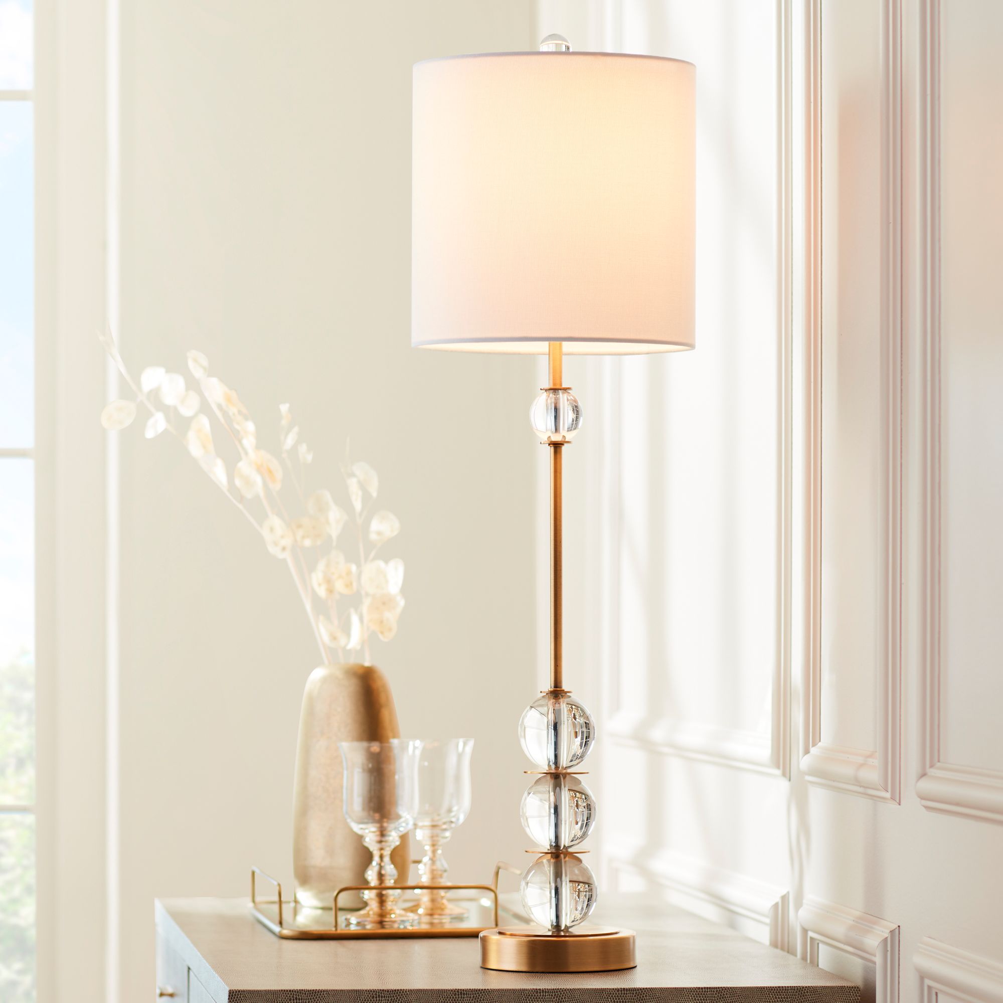 Possini Euro Halston 32 1/2" Crystal Buffet Lamps Set of 2