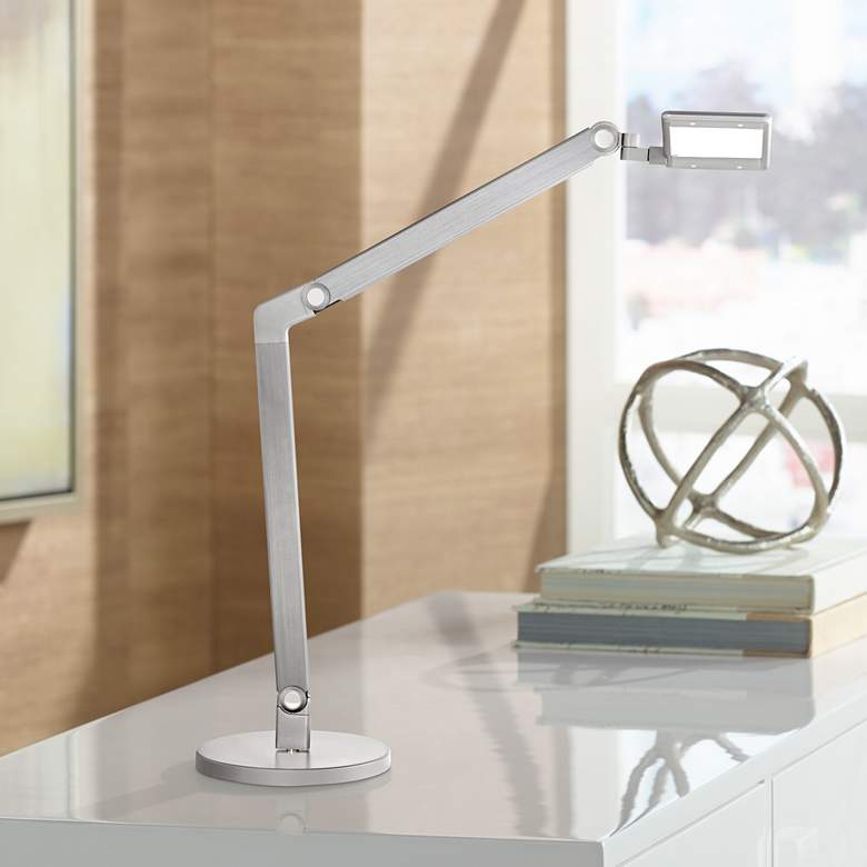 Image 1 Possini Euro Halston Anodized Gray LED Desk Lamp