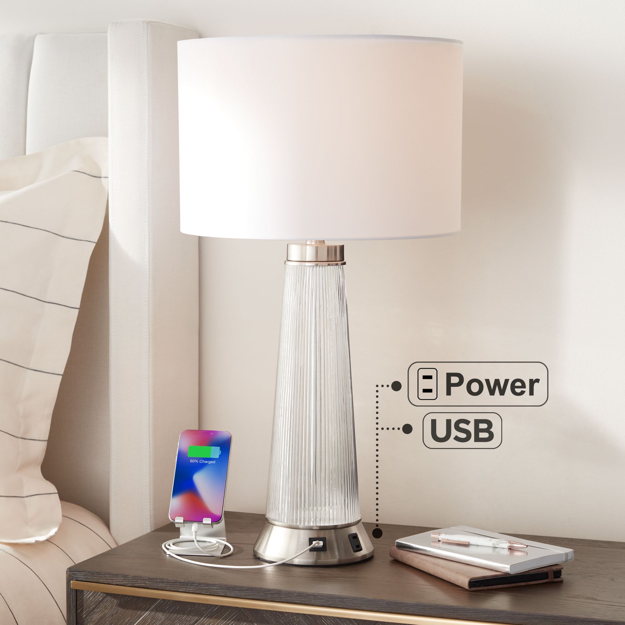 Lamp with deals outlet and usb