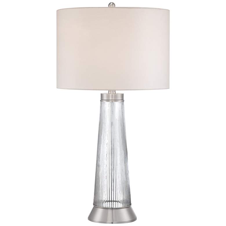 Image 7 Possini Euro Hamish 28 inch Modern Ribbed Glass Outlet and USB Table Lamp more views