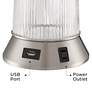 Possini Euro Hamish Metal and Glass USB Table Lamp with Outlet