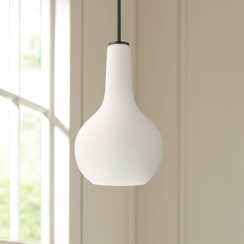 Image 1 Possini Euro Hamlin 10" Wide Semi Gloss Black Mini Pendant