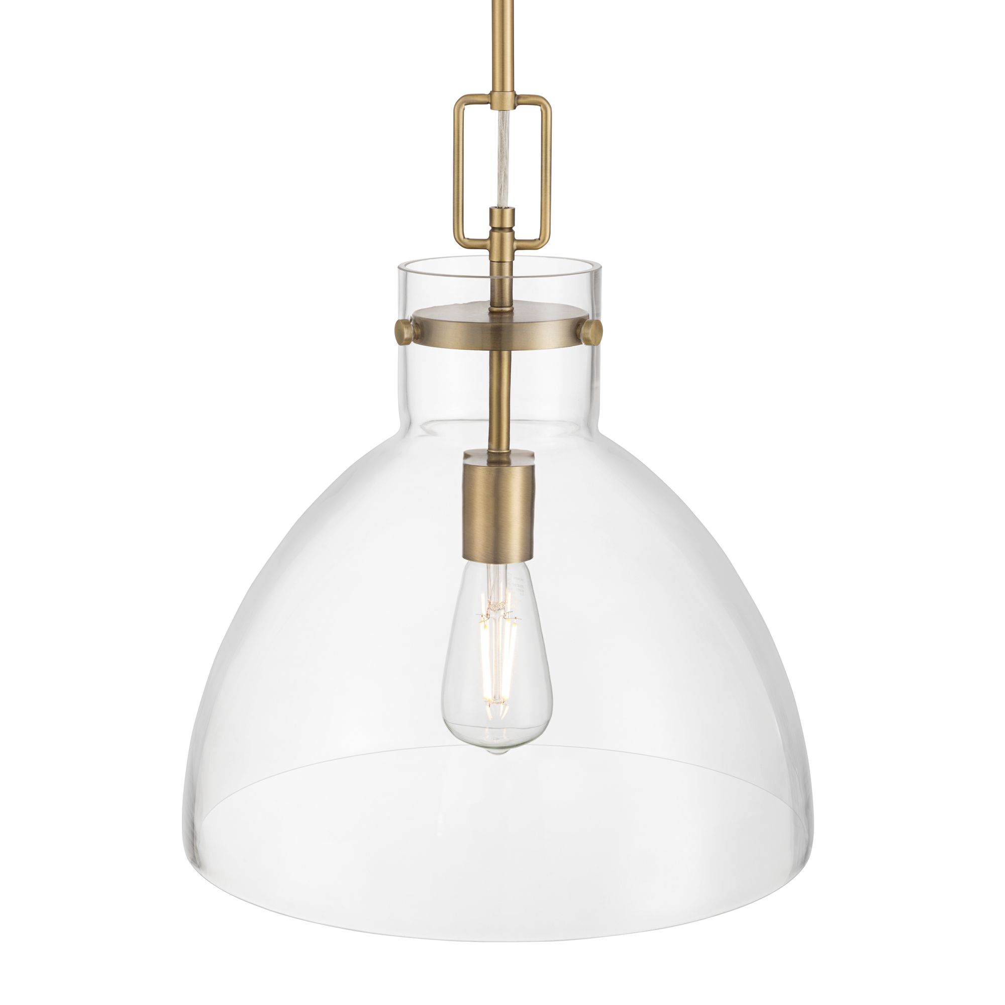 Image 4 Possini Euro Hammon 14" Wide Aged Brass and Glass Pendant Light more views