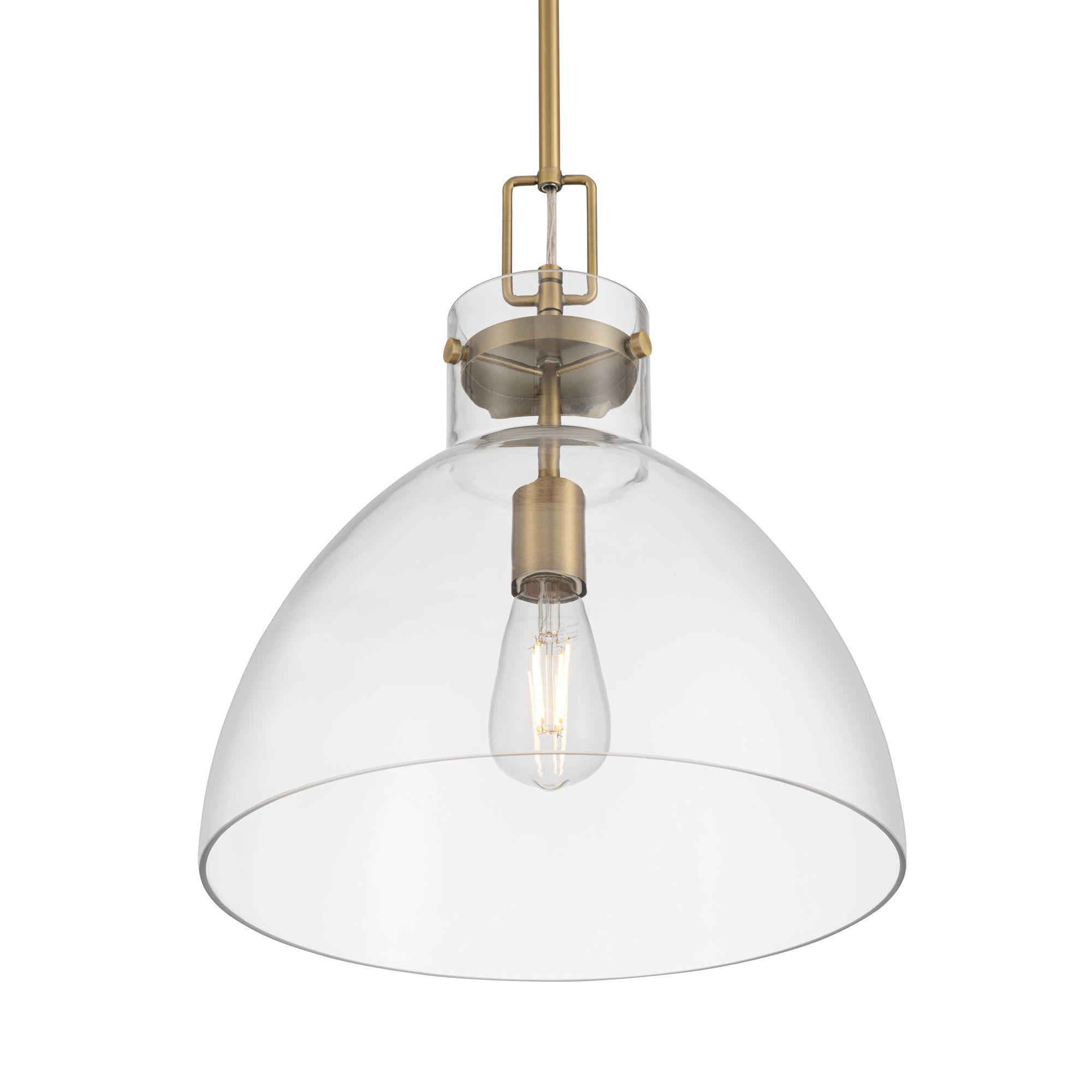 Image 6 Possini Euro Hammon 14" Wide Aged Brass and Glass Pendant Light more views