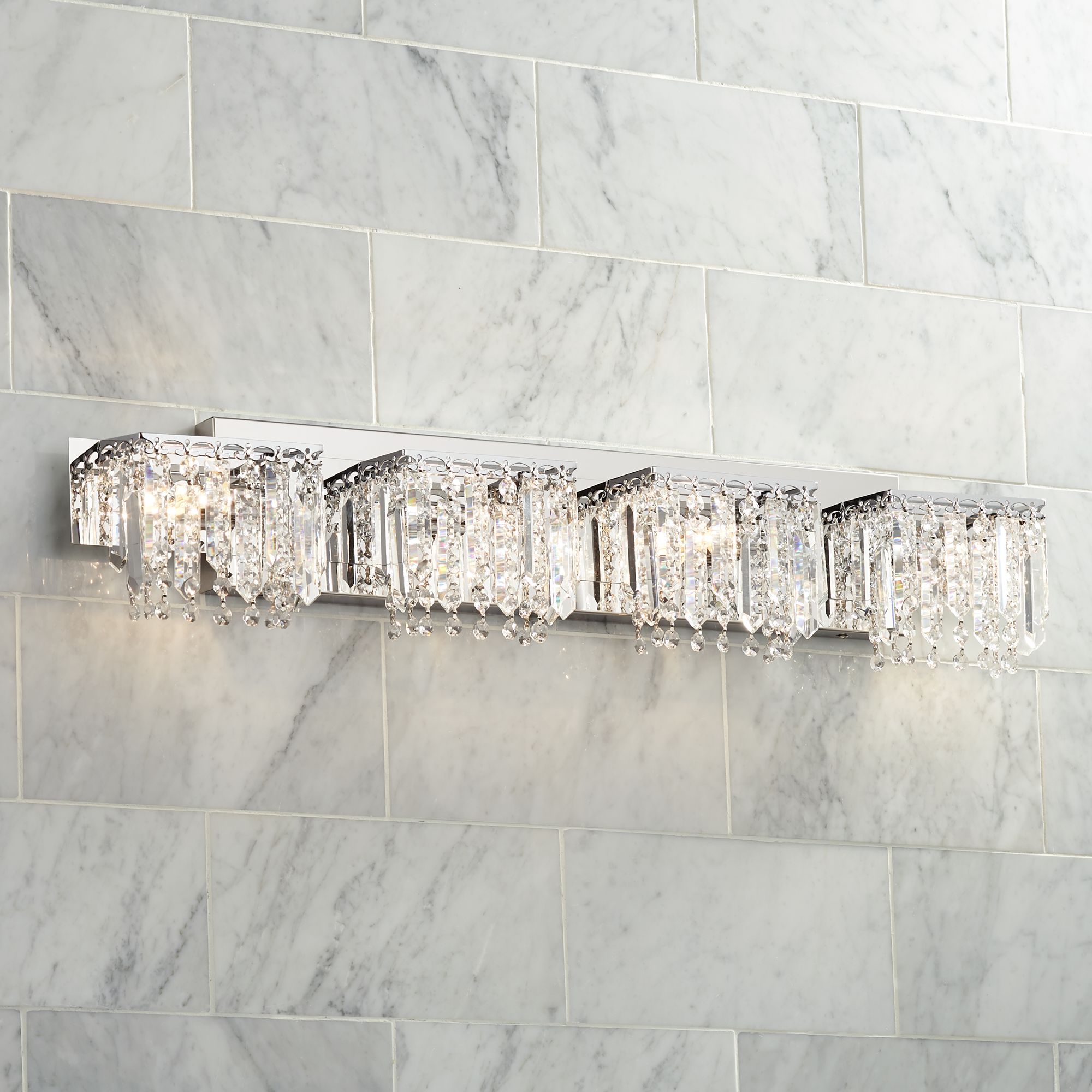 chrome crystal vanity light