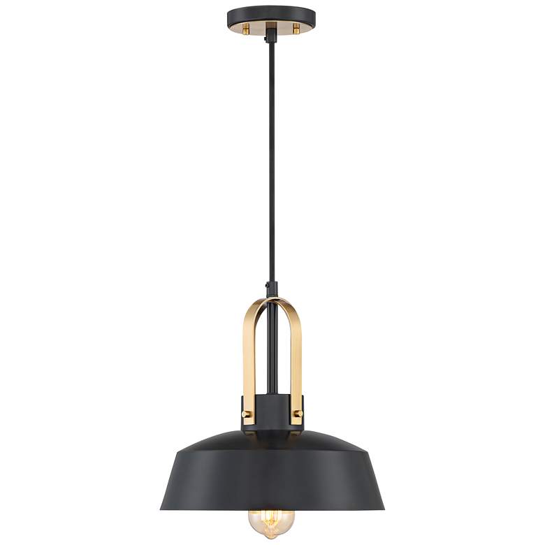 Image 5 Possini Euro Harmonic 12" Wide Black and Warm Brass Mini Pendant Light more views
