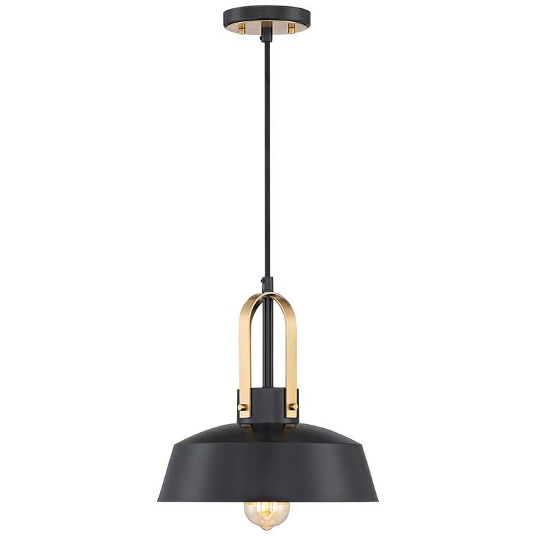 Image 5 Possini Euro Harmonic 12 inch Wide Black and Warm Brass Mini Pendant Light more views