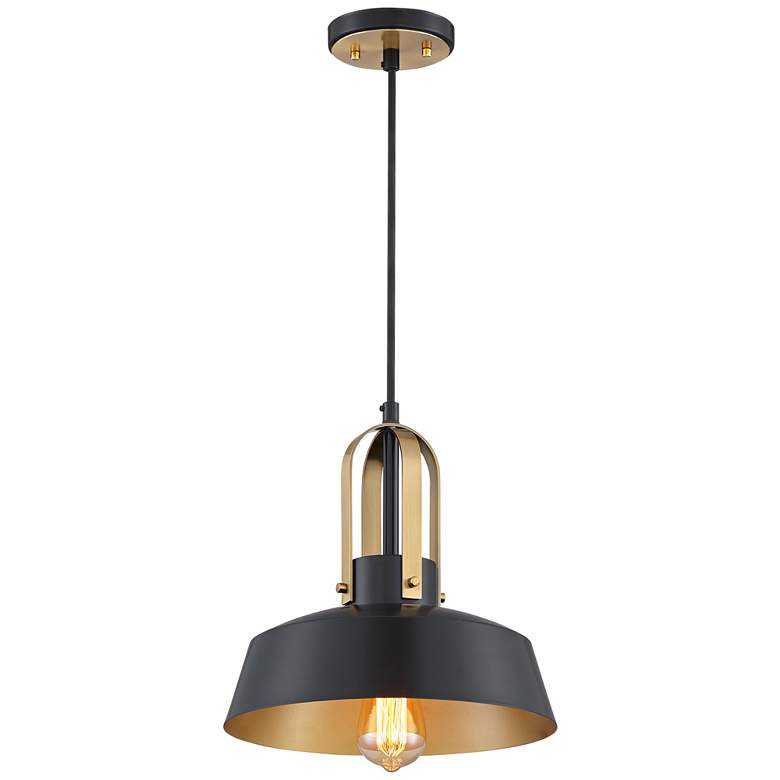 Image 6 Possini Euro Harmonic 12" Wide Black and Warm Brass Mini Pendant Light more views