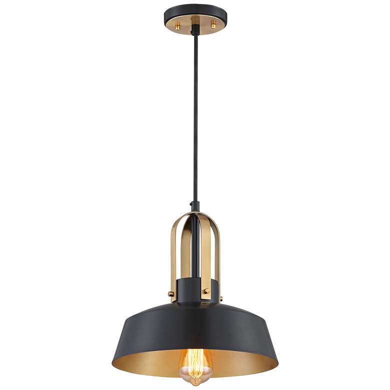 Image 6 Possini Euro Harmonic 12 inch Wide Black and Warm Brass Mini Pendant Light more views