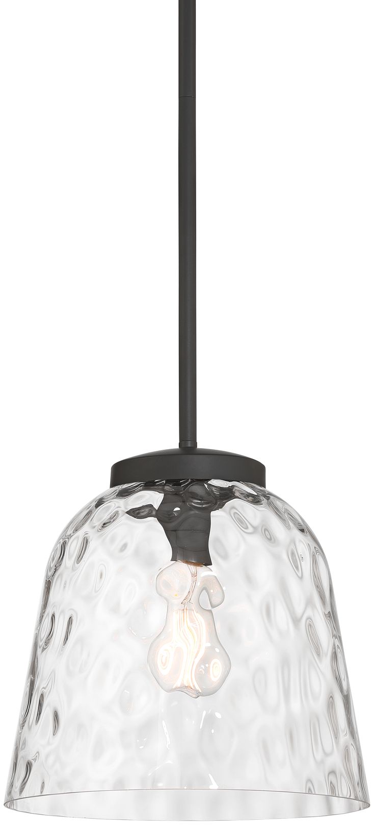 Image 2 Possini Euro Harper 12"W Matte Black Hammered Glass Mini-Pendant Light