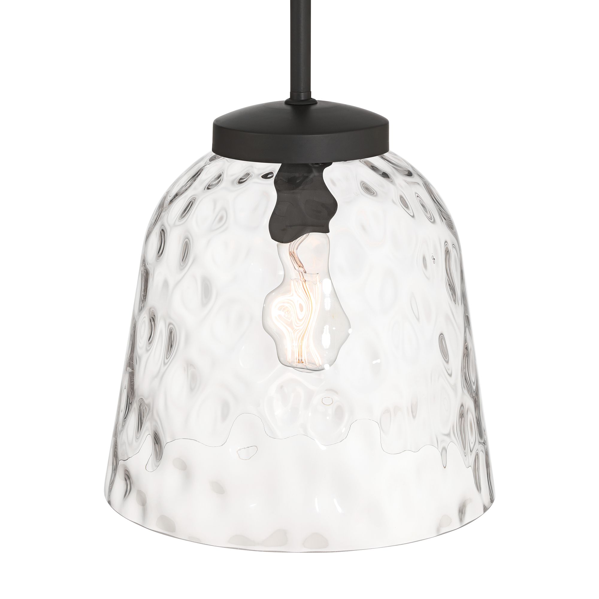 Image 3 Possini Euro Harper 12"W Matte Black Hammered Glass Mini-Pendant Light more views