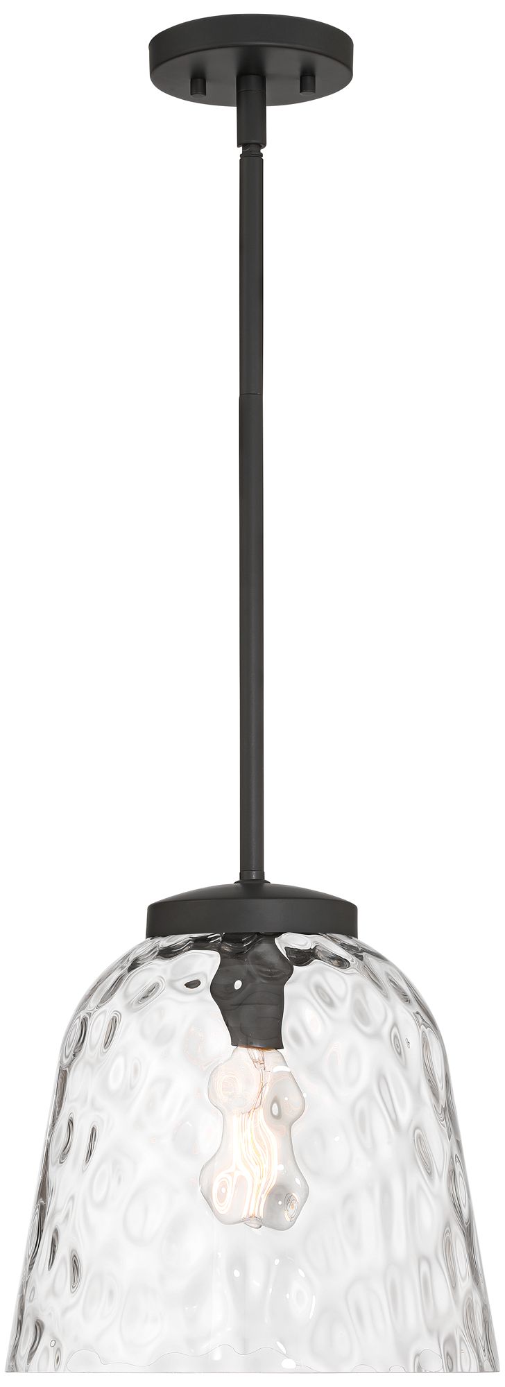 Image 5 Possini Euro Harper 12"W Matte Black Hammered Glass Mini-Pendant Light more views