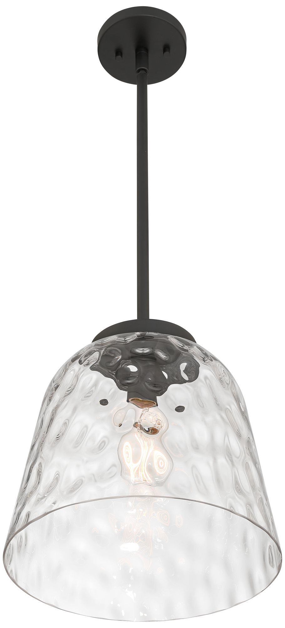 Image 7 Possini Euro Harper 12"W Matte Black Hammered Glass Mini-Pendant Light more views