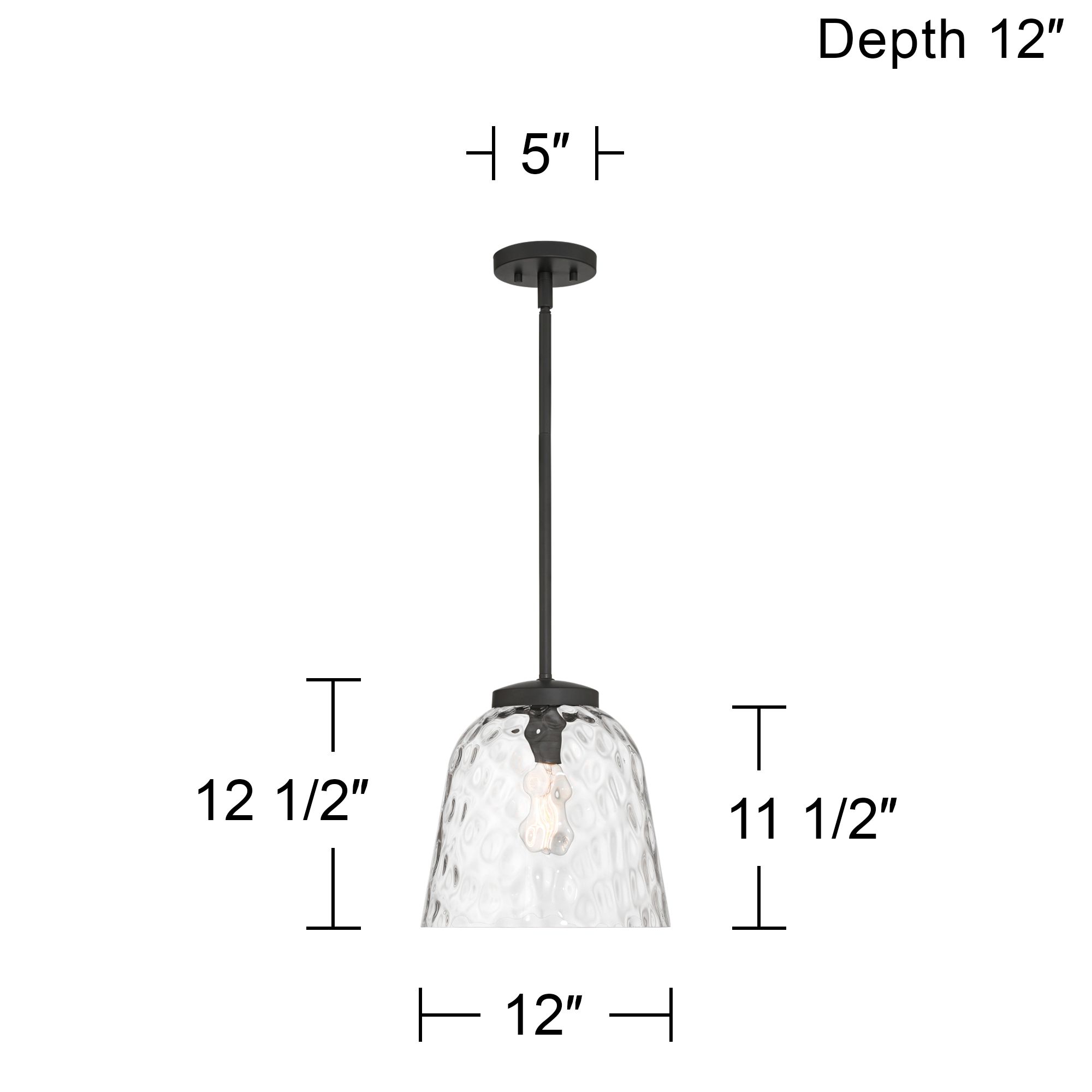 Possini Euro Harper 12"W Matte Black Water Glass Mini-Pendant Light