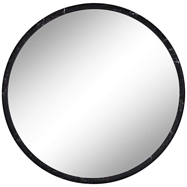Image 3 Possini Euro Harriet 34" Wide Black Faux Marble Round Wall Mirror