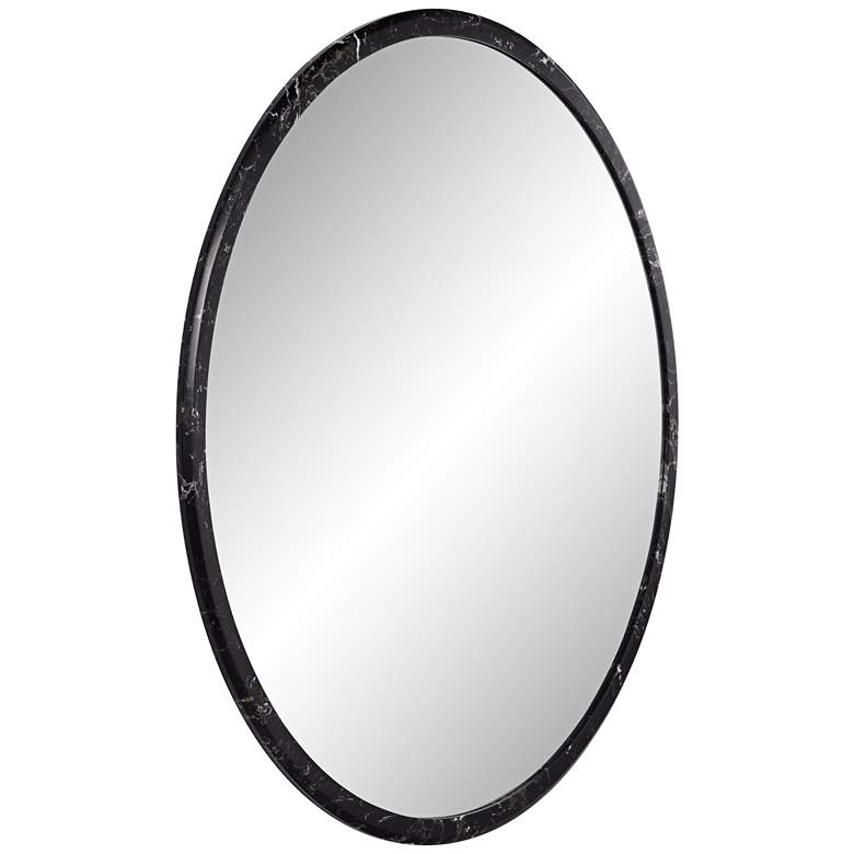 Image 6 Possini Euro Harriet 34" Wide Black Faux Marble Round Wall Mirror more views