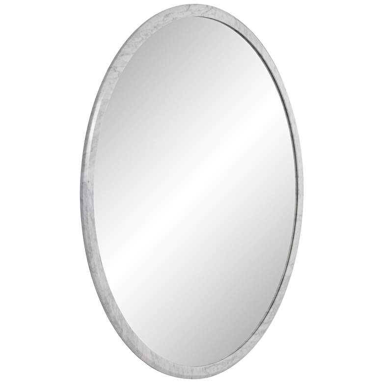 Image 5 Possini Euro Harriet 34" Wide White Faux Marble Round Wall Mirror more views