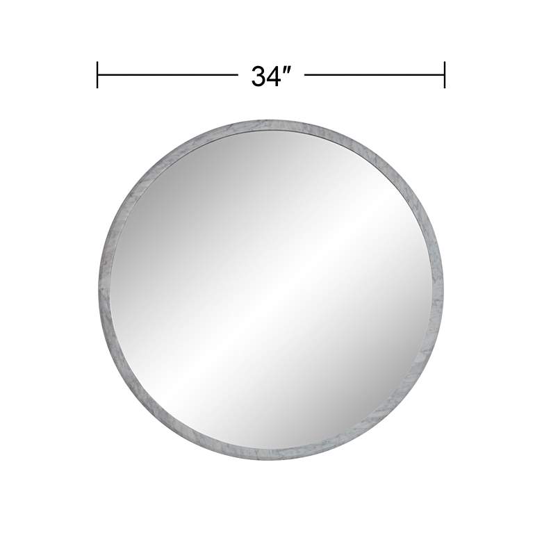 Image 7 Possini Euro Harriet 34" Wide White Faux Marble Round Wall Mirror more views