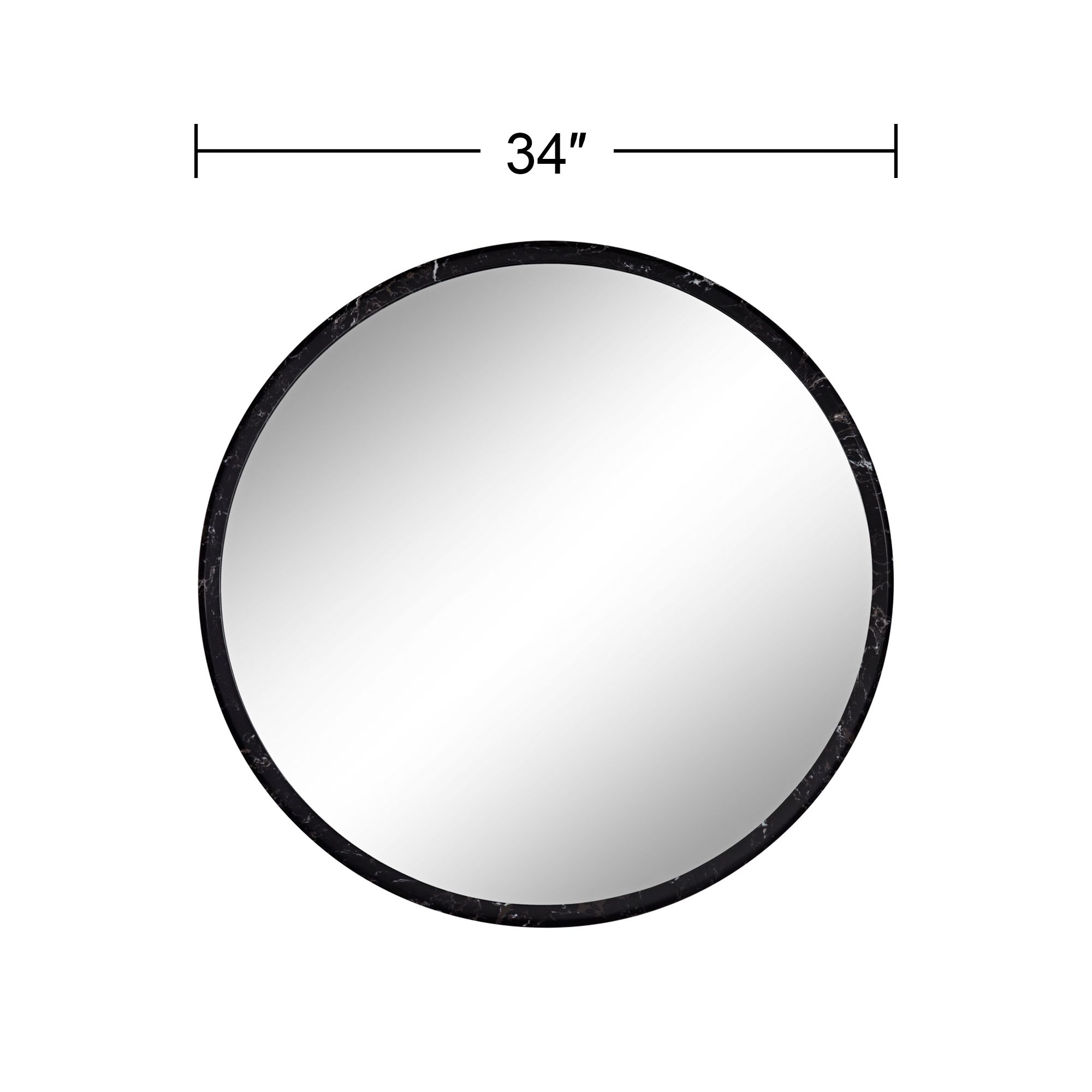 Possini Euro Harriet Black Faux Marble 34" Round Wall Mirrors Set of 2 in scene