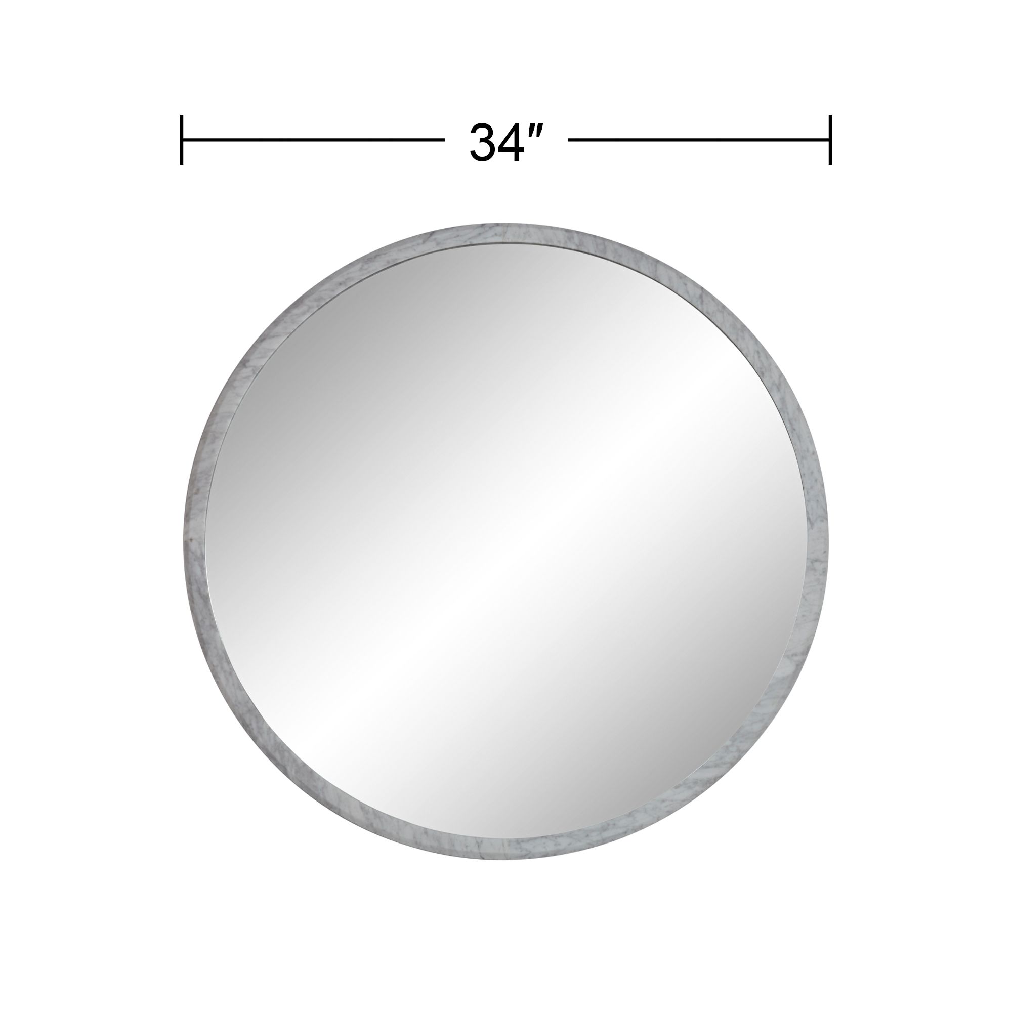Image 7 Possini Euro Harriet White Faux Marble 34" Round Wall Mirrors Set of 2 more views