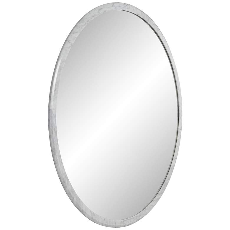 Image 4 Possini Euro Harriet White Faux Marble 34" Round Wall Mirrors Set of 2 more views