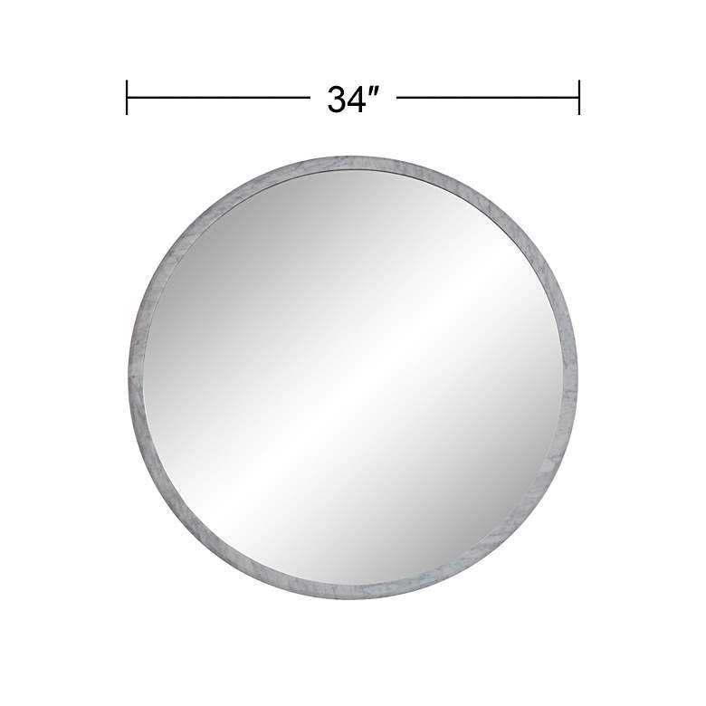 Image 7 Possini Euro Harriet White Faux Marble 34" Round Wall Mirrors Set of 2 more views