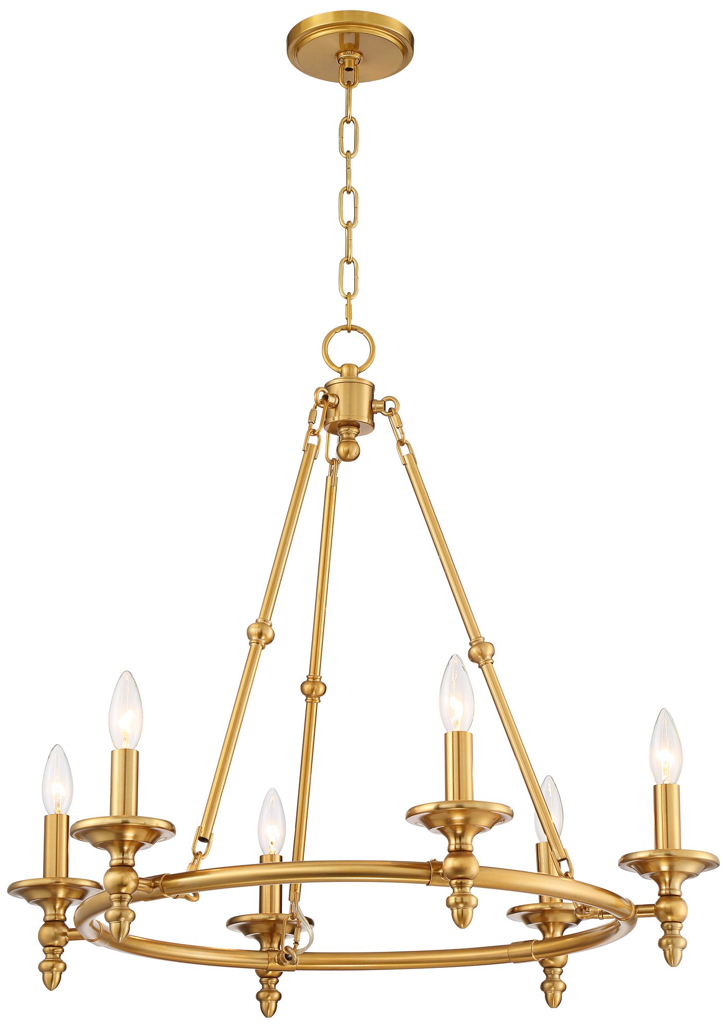 Watch A Video About the Stiffel Hartley Warm Antique Gold 6 Light Ring Chandelier