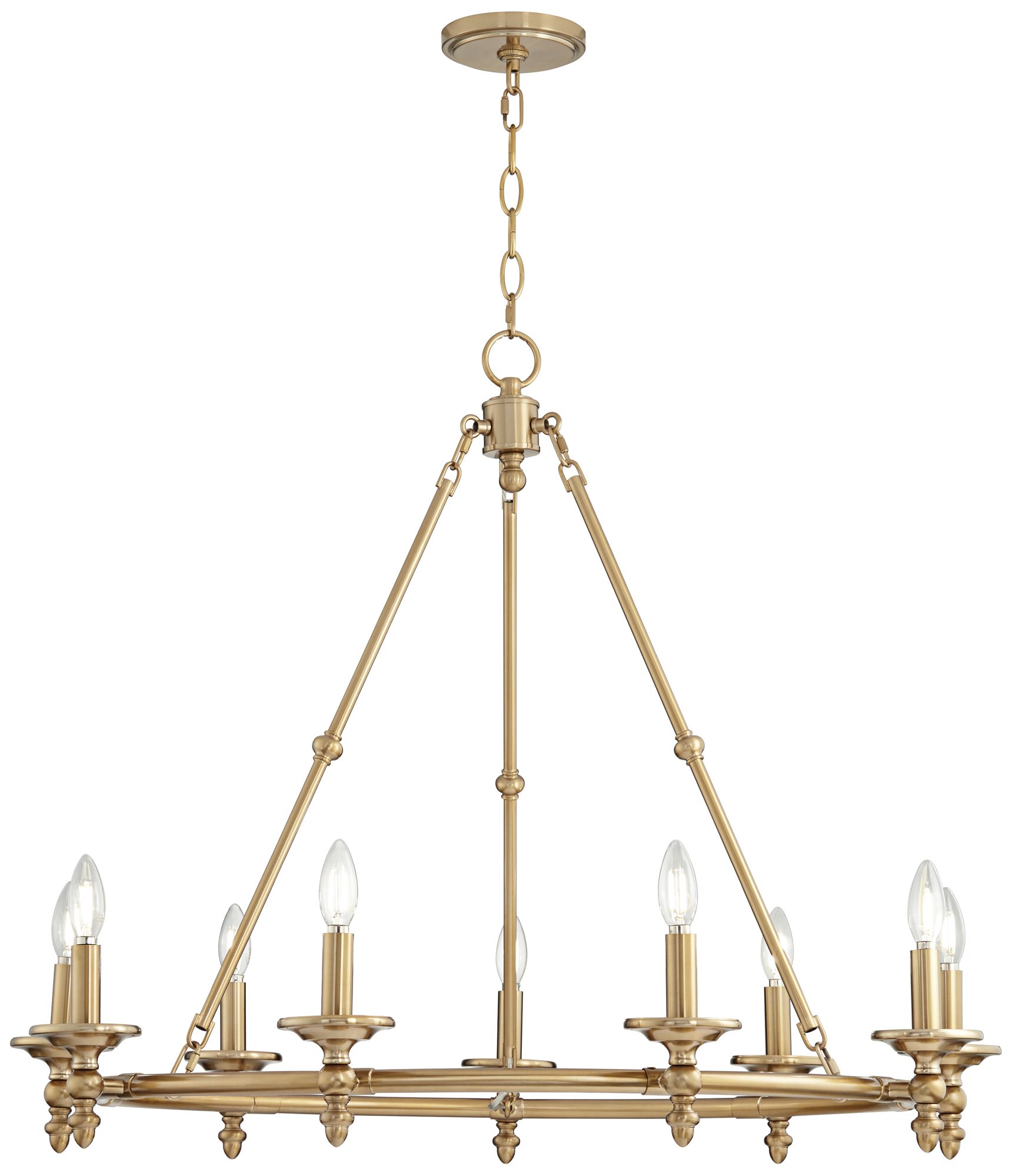 Watch A Video About the Stiffel Hartley Warm Antique Gold 9 Light Ring Chandelier