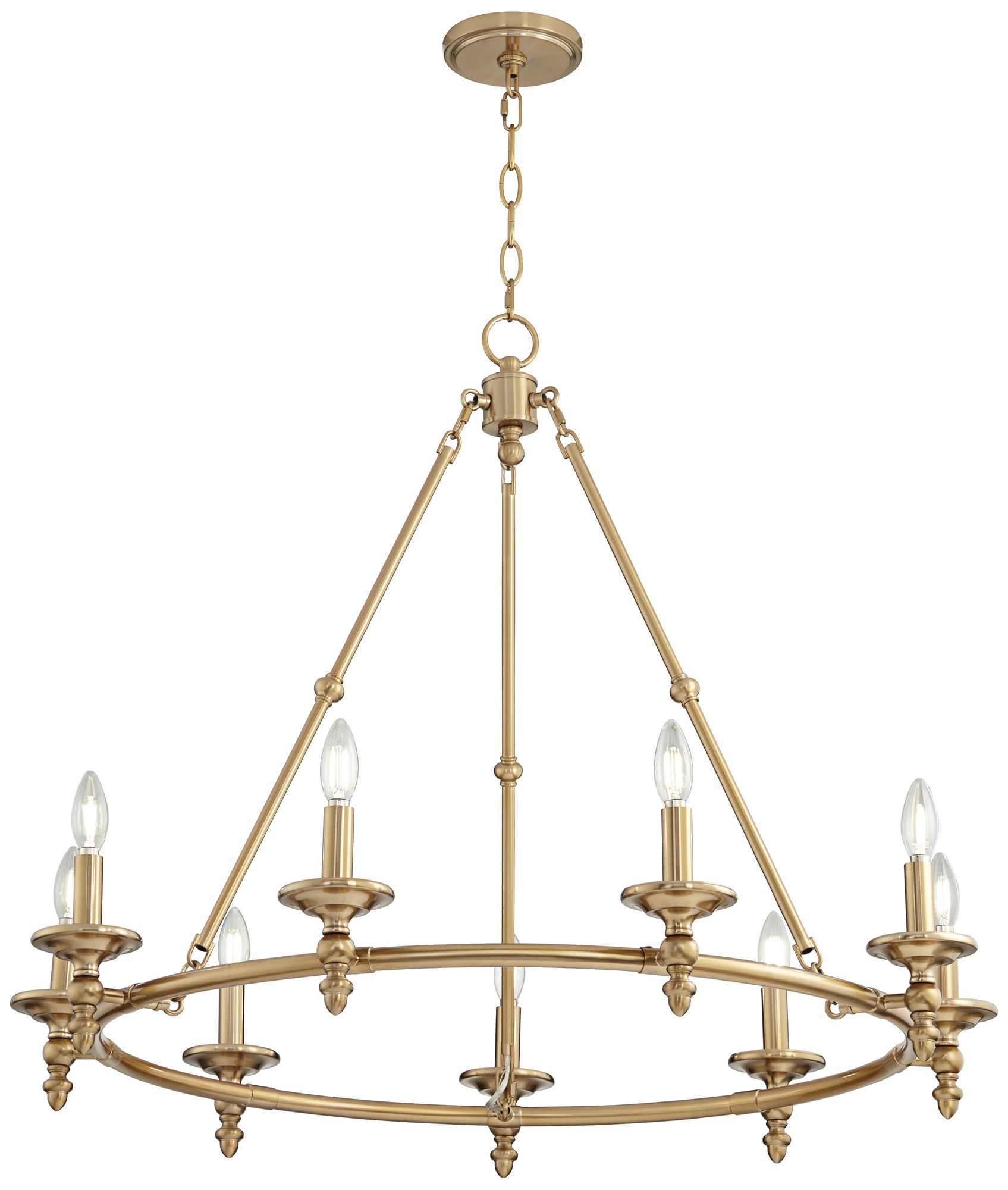 Watch A Video About the Stiffel Hartley Warm Antique Gold 9 Light Ring Chandelier