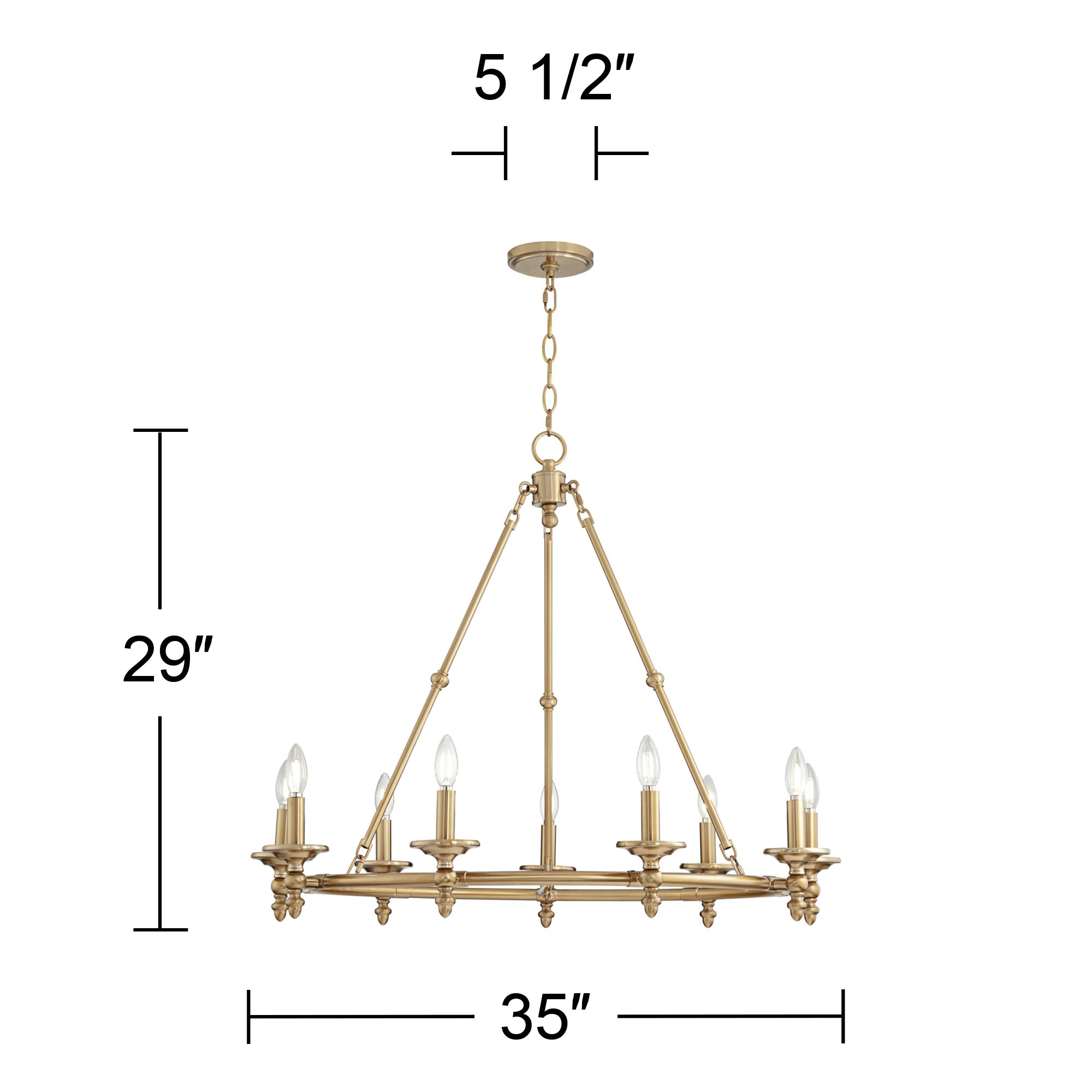 Watch A Video About the Stiffel Hartley Warm Antique Gold 9 Light Ring Chandelier