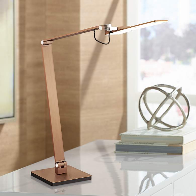 Image 1 Possini Euro Harvard French Bronze LED Desk Lamp