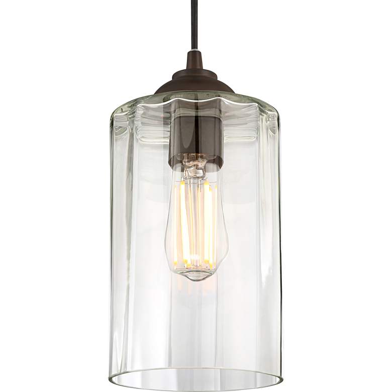 Image 3 Possini Euro Hawthorne 5 1/4" Wide Bronze LED Mini Pendant more views
