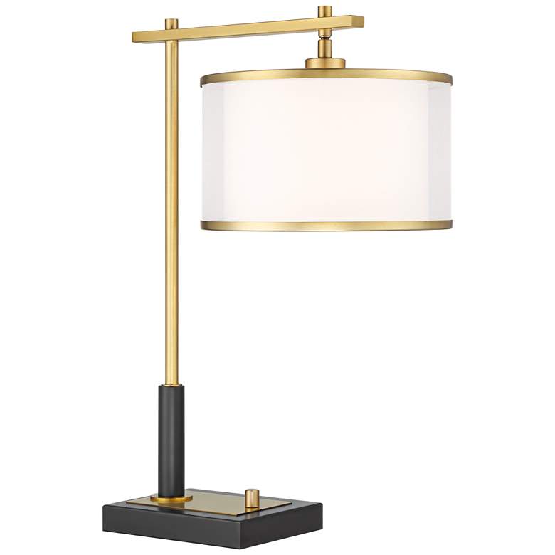 Image 2 Possini Euro Hayven Black and Warm Gold Desk Lamp with Dual USB Ports