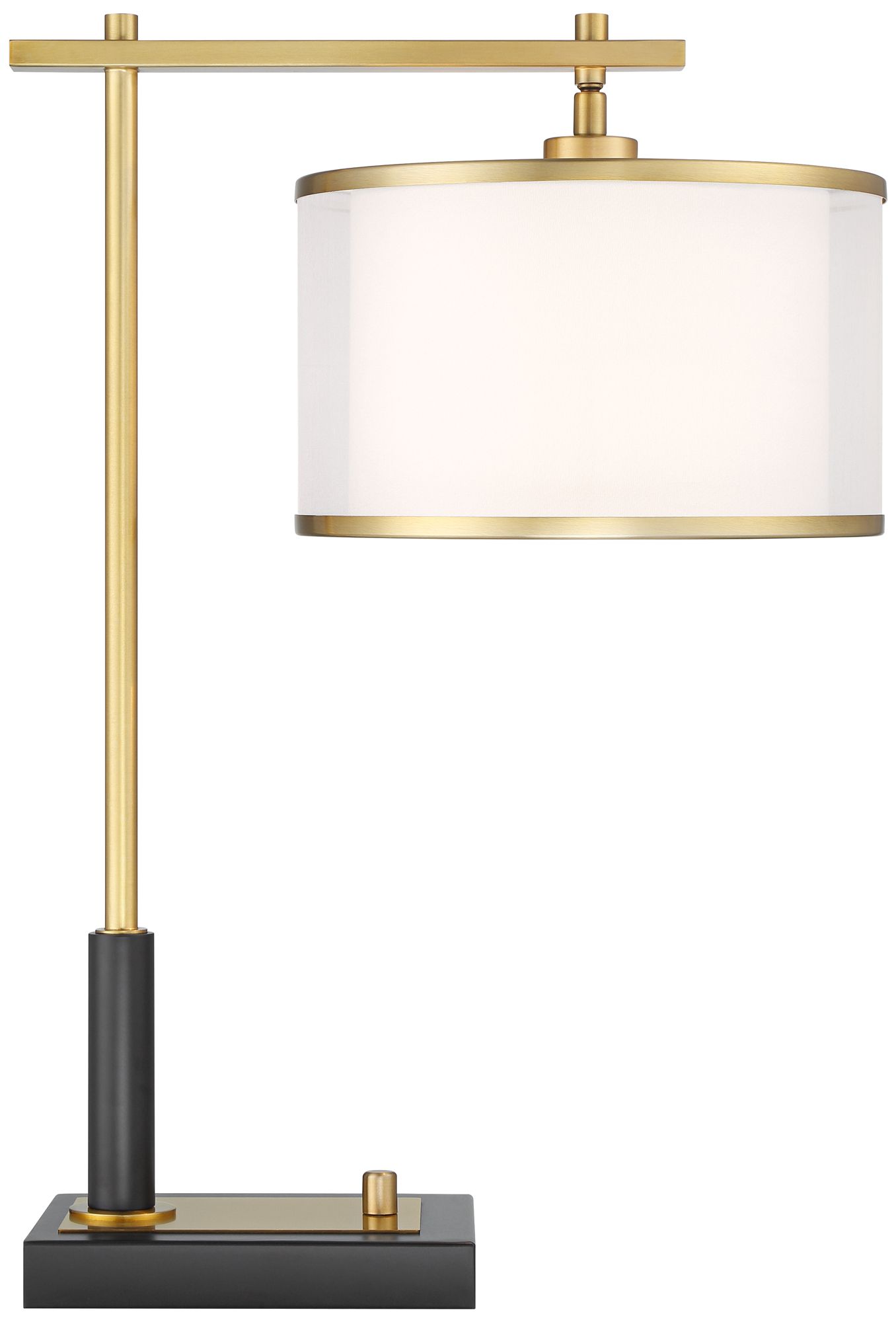 Possini Euro Hayven Black and Warm Gold Desk Lamp with Dual USB Ports