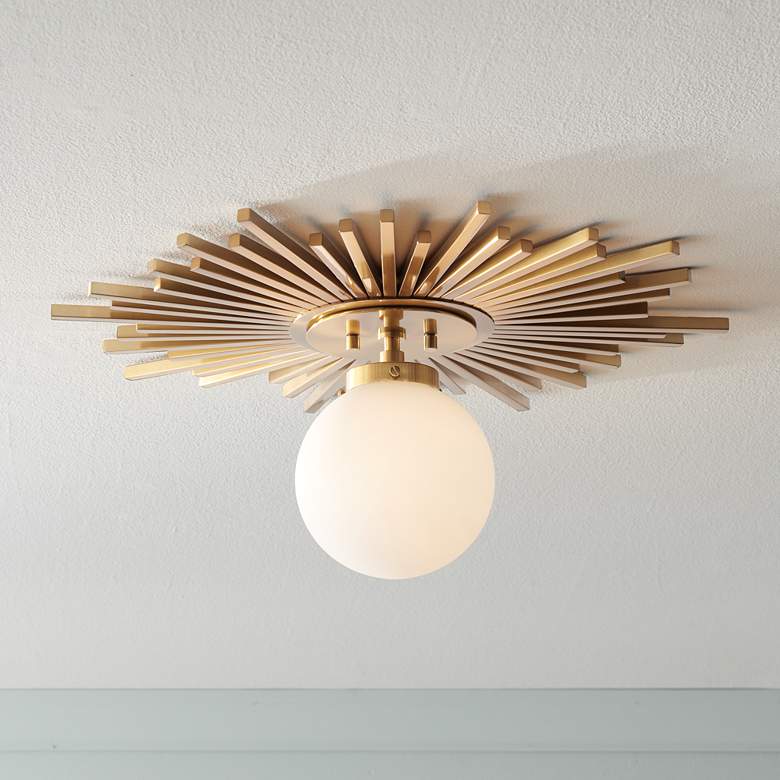 Image 1 Possini Euro Hazel 24" Wide Sunburst Warm Antique Brass Ceiling Light