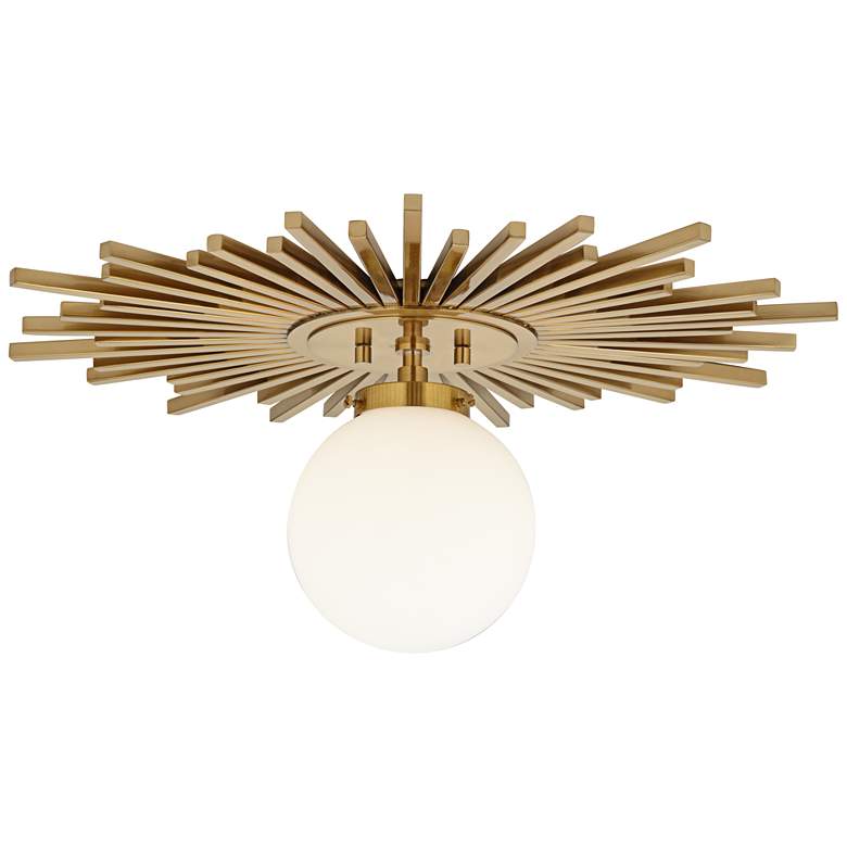 Image 5 Possini Euro Hazel 24" Wide Sunburst Warm Antique Brass Ceiling Light more views