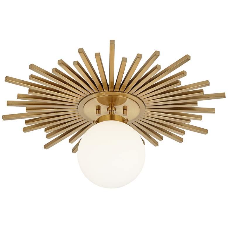 Image 6 Possini Euro Hazel 24" Wide Sunburst Warm Antique Brass Ceiling Light more views