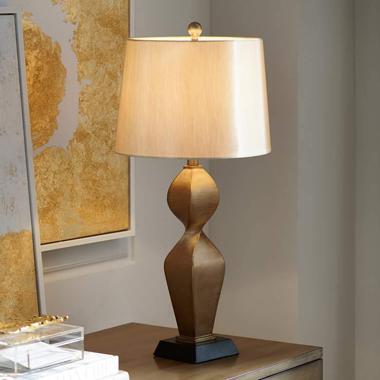 Image 1 Possini Euro Helen 30 inch Modern Gold Twist Sculpture Table Lamp