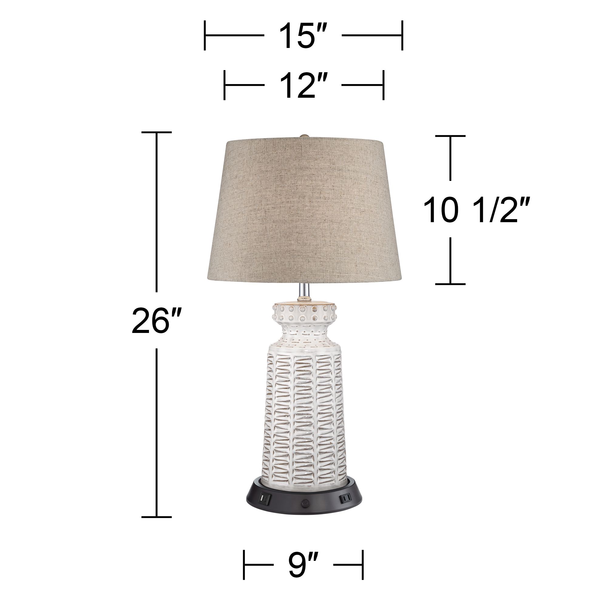 USB Outlet Lamp Base with Dimmer