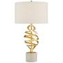 Possini Euro Helix 30" Brass and White Marble Modern Lamp with Dimmer in scene