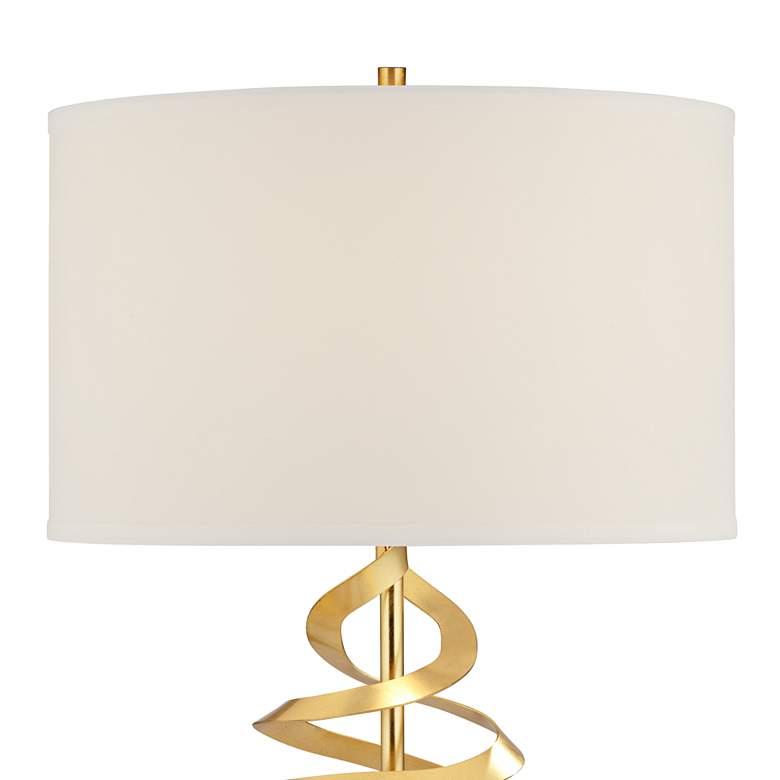 Image 5 Possini Euro Helix 30 inch Brass and White Marble Modern Lamp with Dimmer more views